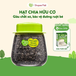 Hạt chia ăn dặm hữu cơ Mămmy giúp nuôi dưỡng hệ vi khuẩn đường ruột cho bé ăn dặm từ 6 tháng tuổi - hũ 110 gram